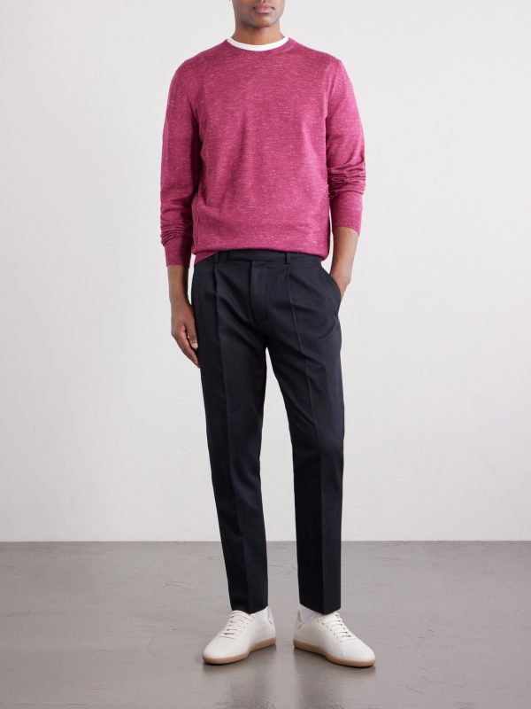 Straight-Leg Pleated Cotton and Linen-Blend Trousers - OU
