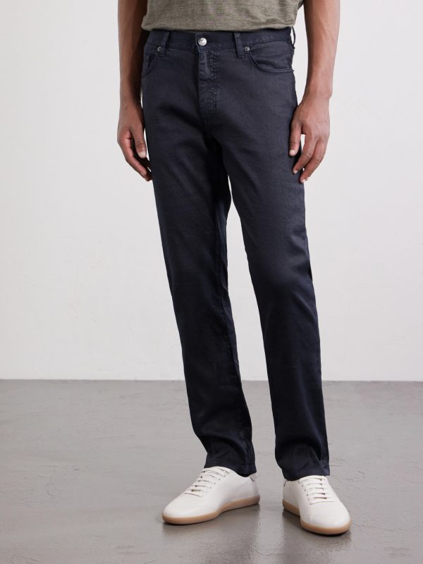 Straight-Leg Linen and Cotton-Blend Jeans - FR Straight-Leg Linen and Cotton-Blend Jeans - FR