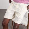 Straight-Leg Pleated Linen Drawstring Shorts - CU Straight-Leg Pleated Linen Drawstring Shorts - CU