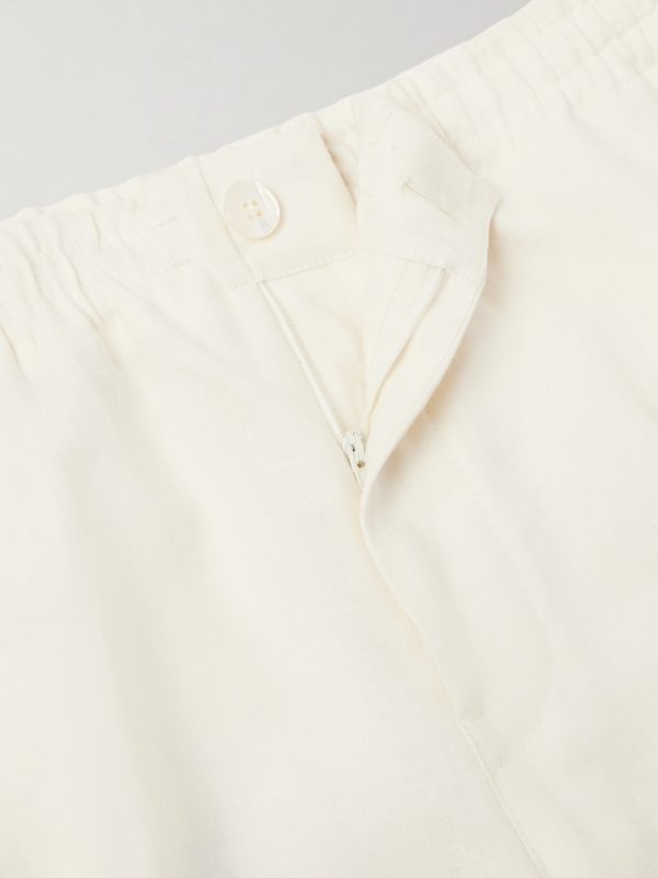 Straight-Leg Pleated Linen Drawstring Shorts - E1 Straight-Leg Pleated Linen Drawstring Shorts - E1
