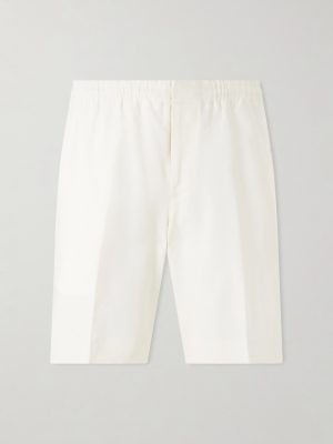 Straight-Leg Pleated Linen Drawstring Shorts