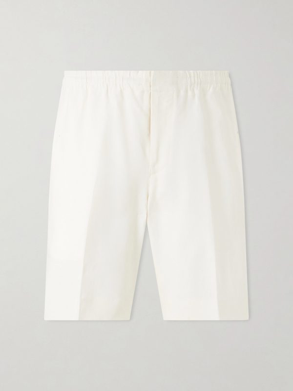 Straight-Leg Pleated Linen Drawstring Shorts Straight-Leg Pleated Linen Drawstring Shorts