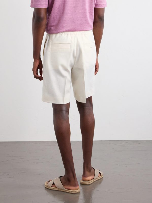 Straight-Leg Pleated Linen Drawstring Shorts - OU2 Straight-Leg Pleated Linen Drawstring Shorts - OU2