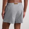 Straight-Leg Mid-Length Striped Seersucker Swim Shorts - BK Straight-Leg Mid-Length Striped Seersucker Swim Shorts - BK