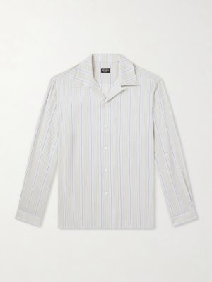 Striped Camp-Collar Silk Shirt