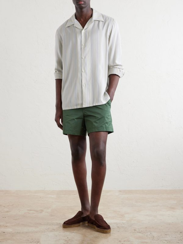 Striped Camp-Collar Silk Shirt - OU Striped Camp-Collar Silk Shirt - OU