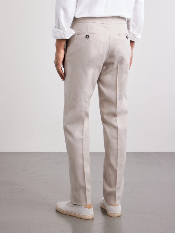 Straight-Leg Linen Trousers - BK Straight-Leg Linen Trousers - BK