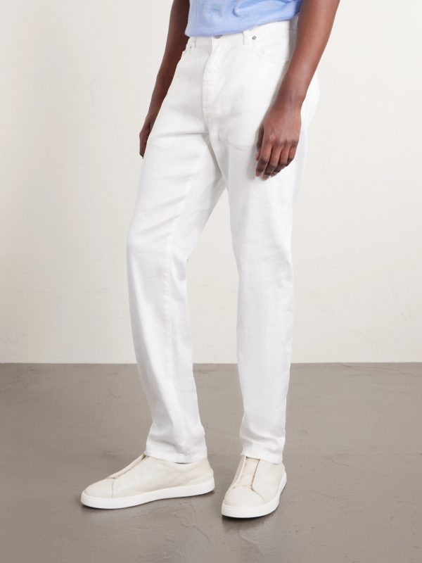 Straight-Leg Linen and Cotton-Blend Trousers - FR