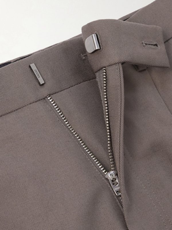Pleated Cotton and Linen-Blend Trousers - E1
