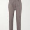 Pleated Cotton and Linen-Blend Trousers
