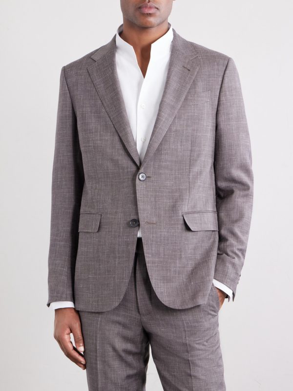 Prince of Wales Checked Wool, Silk and Linen-Blend Suit Jacket - FR Prince of Wales Checked Wool, Silk and Linen-Blend Suit Jacket - FR