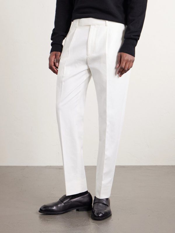 Pleated Cotton and Linen-Blend Trousers - FR Pleated Cotton and Linen-Blend Trousers - FR