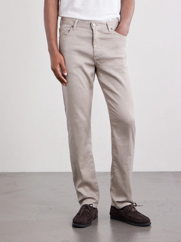 Straight-Leg Linen and Cotton-Blend Jeans - FR Straight-Leg Linen and Cotton-Blend Jeans - FR