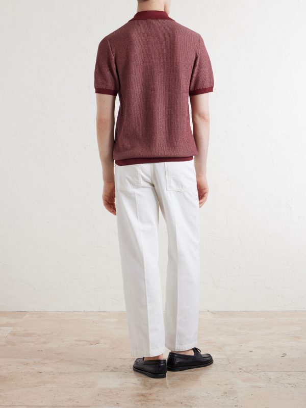 Honeycomb-Knit Silk and Cotton-Blend Polo Shirt - BK Honeycomb-Knit Silk and Cotton-Blend Polo Shirt - BK