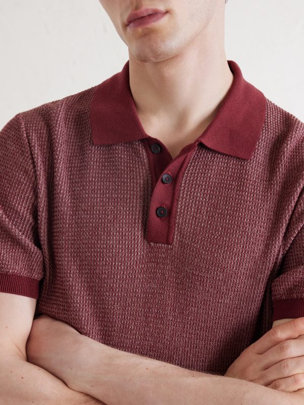Honeycomb-Knit Silk and Cotton-Blend Polo Shirt - CU Honeycomb-Knit Silk and Cotton-Blend Polo Shirt - CU