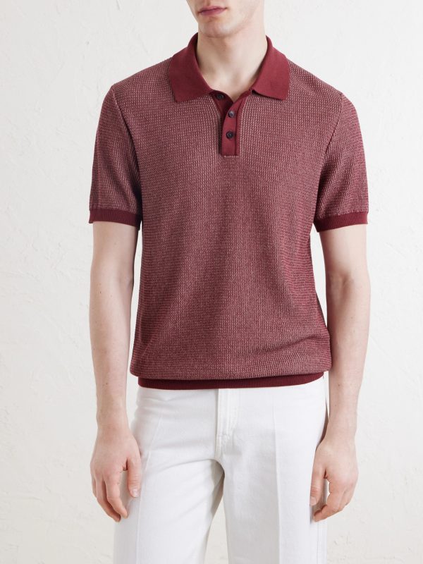 Honeycomb-Knit Silk and Cotton-Blend Polo Shirt - FR Honeycomb-Knit Silk and Cotton-Blend Polo Shirt - FR