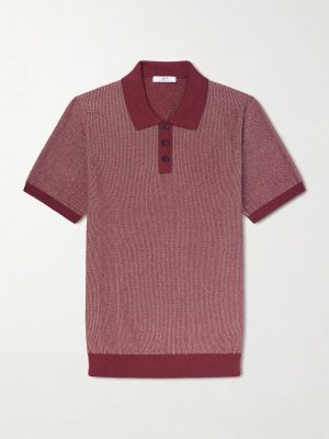 Honeycomb-Knit Silk and Cotton-Blend Polo Shirt