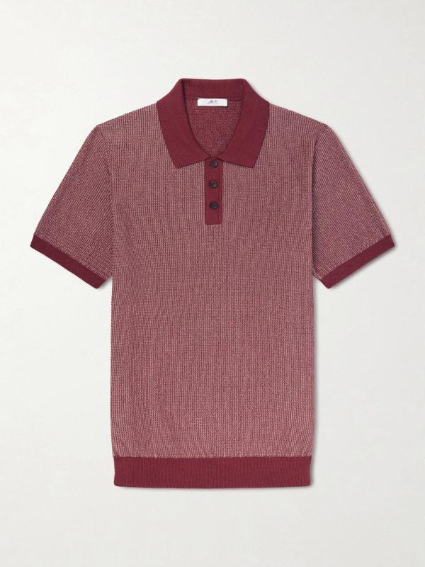 Honeycomb-Knit Silk and Cotton-Blend Polo Shirt Honeycomb-Knit Silk and Cotton-Blend Polo Shirt