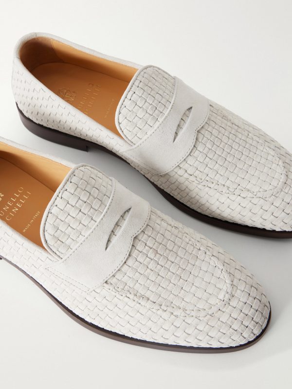 Woven Suede Penny Loafers - CU