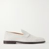 Woven Suede Penny Loafers