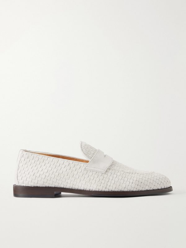 Woven Suede Penny Loafers