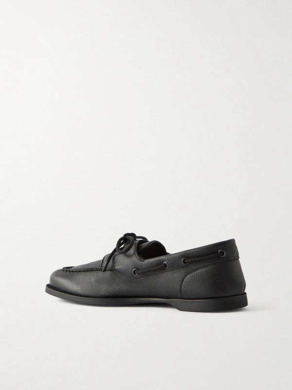 Foil Full-Grain Leather Boat Shoes - BK Foil Full-Grain Leather Boat Shoes - BK