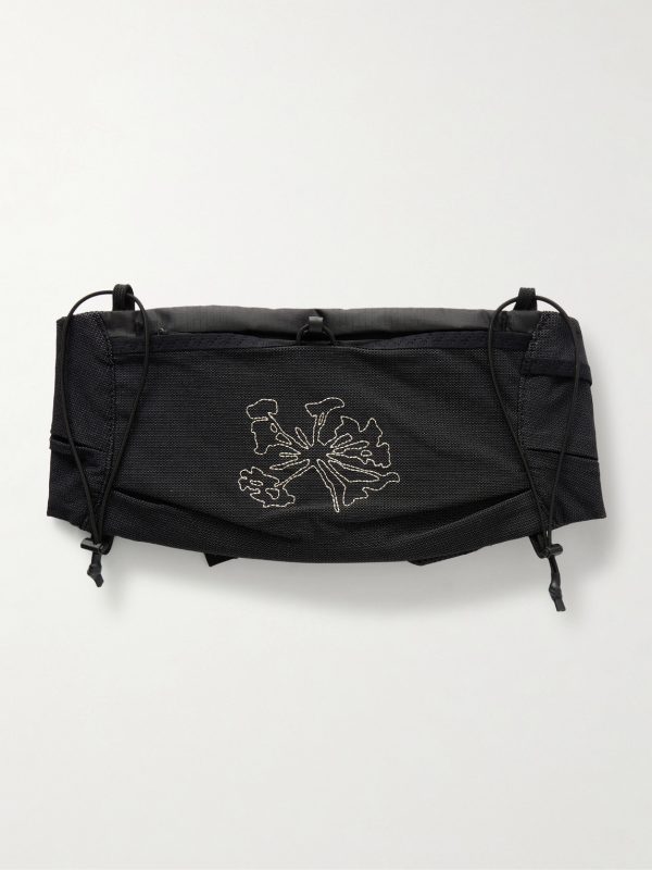 Borders Embroidered Ripstop-Trimmed Mesh Belt Bag