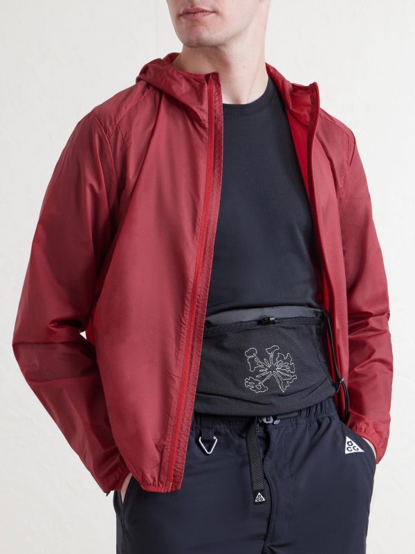 Borders Embroidered Ripstop-Trimmed Mesh Belt Bag - OU