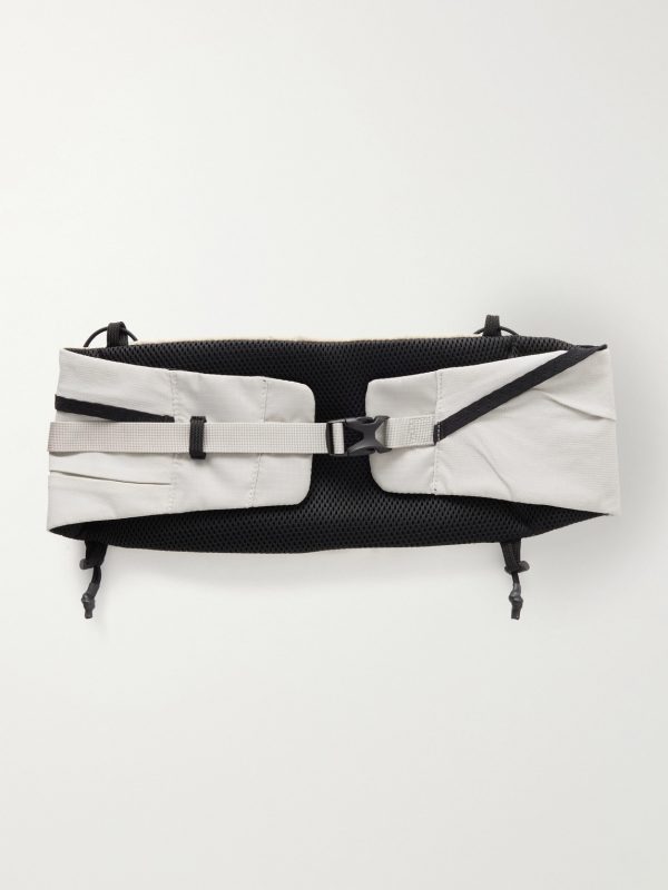Borders Embroidered Ripstop-Trimmed Mesh Belt Bag - BK Borders Embroidered Ripstop-Trimmed Mesh Belt Bag - BK