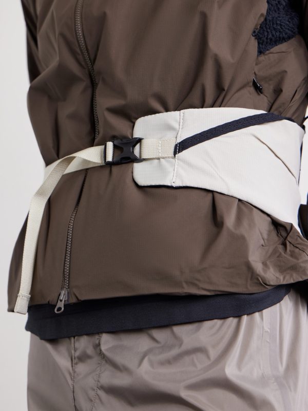 Borders Embroidered Ripstop-Trimmed Mesh Belt Bag - E1 Borders Embroidered Ripstop-Trimmed Mesh Belt Bag - E1