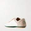 Suede-Trimmed Perforated Leather Sneakers - BK