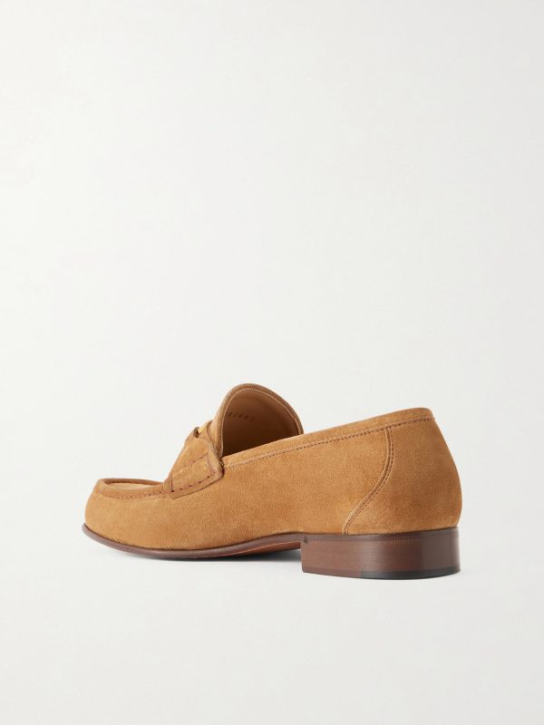 Logo-Embellished Suede Loafers - BK Logo-Embellished Suede Loafers - BK