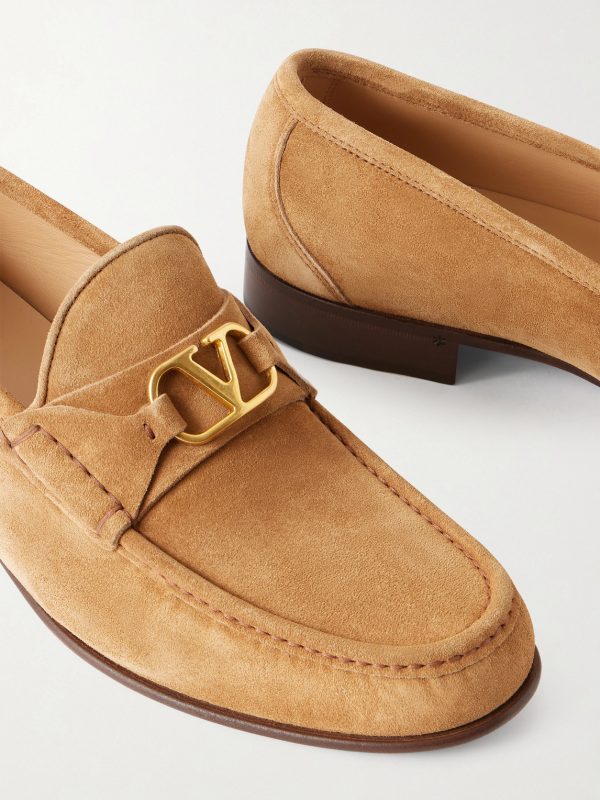 Logo-Embellished Suede Loafers - CU Logo-Embellished Suede Loafers - CU