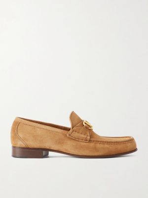 Logo-Embellished Suede Loafers Logo-Embellished Suede Loafers
