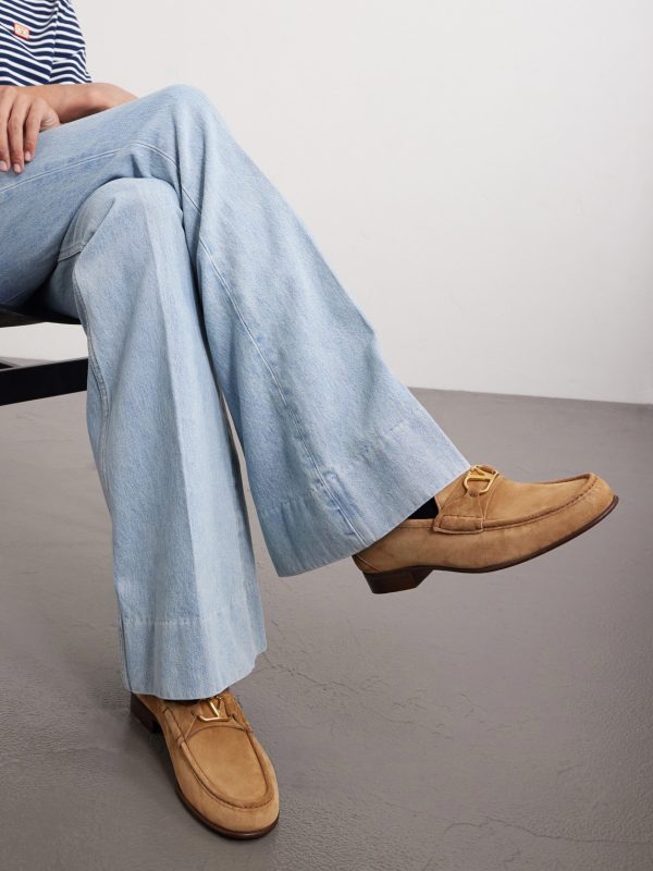 Logo-Embellished Suede Loafers - OU Logo-Embellished Suede Loafers - OU