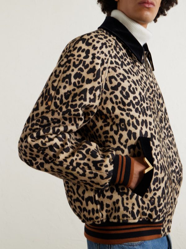 Leopard-Print Wool-Twill Bomber Jacket - CU