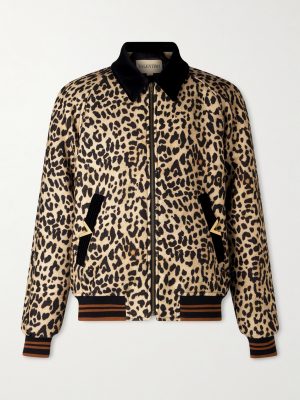 Leopard-Print Wool-Twill Bomber Jacket Leopard-Print Wool-Twill Bomber Jacket