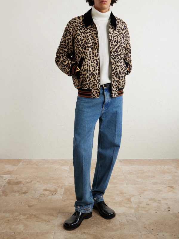 Leopard-Print Wool-Twill Bomber Jacket - OU