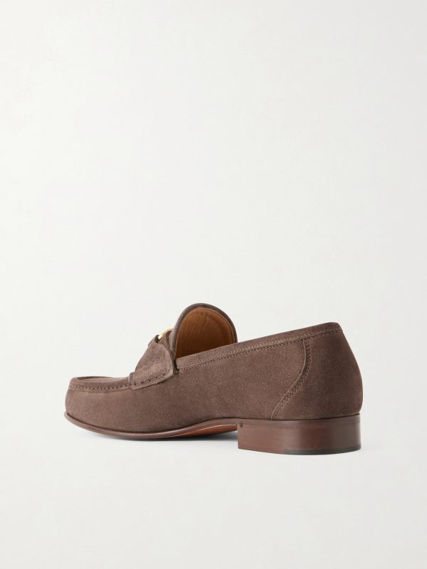 Logo-Embellished Suede Loafers - BK Logo-Embellished Suede Loafers - BK