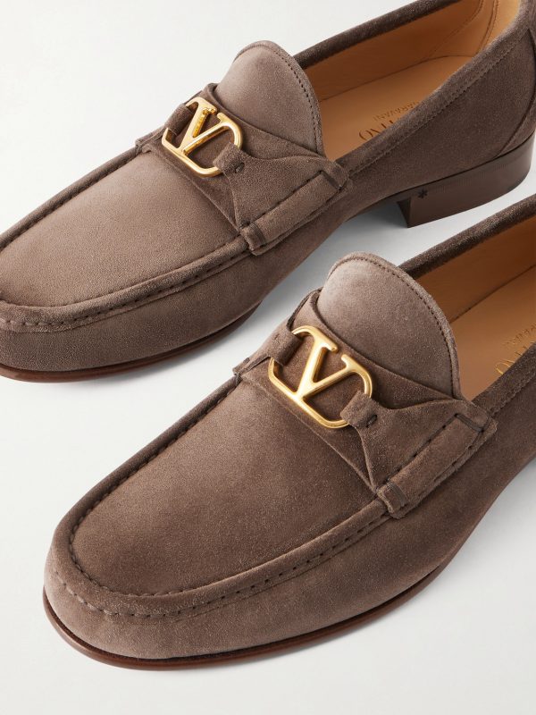Logo-Embellished Suede Loafers - CU Logo-Embellished Suede Loafers - CU