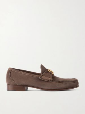 Logo-Embellished Suede Loafers Logo-Embellished Suede Loafers