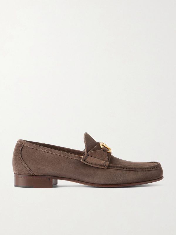 Logo-Embellished Suede Loafers Logo-Embellished Suede Loafers