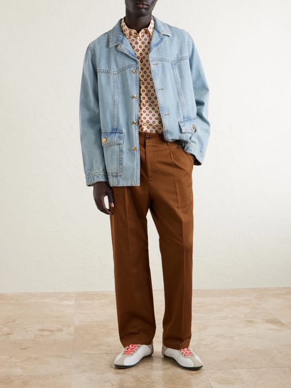 Straight-Leg Cotton-Gabardine Trousers - OU Straight-Leg Cotton-Gabardine Trousers - OU