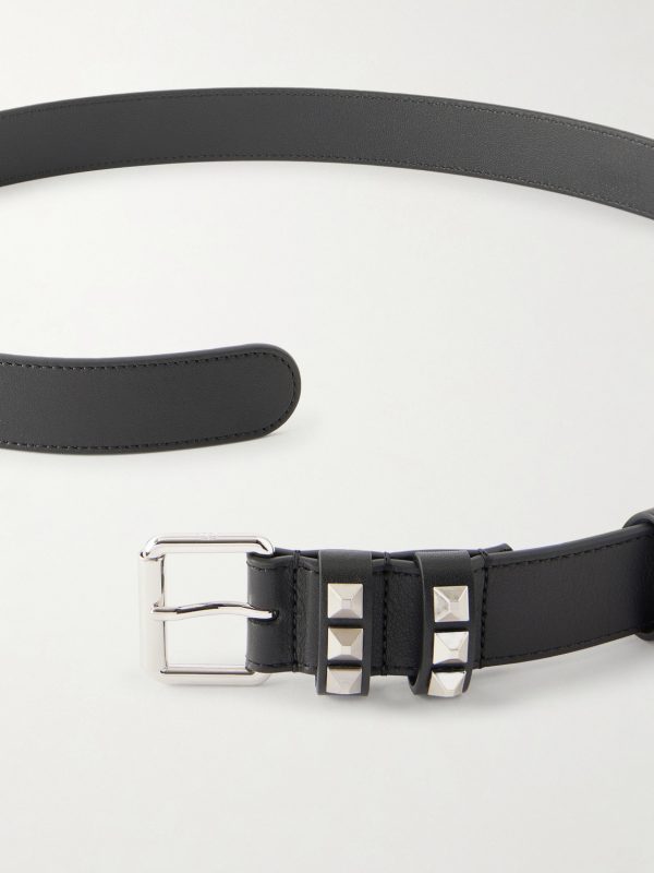 3cm Rockstud Leather Belt - E1