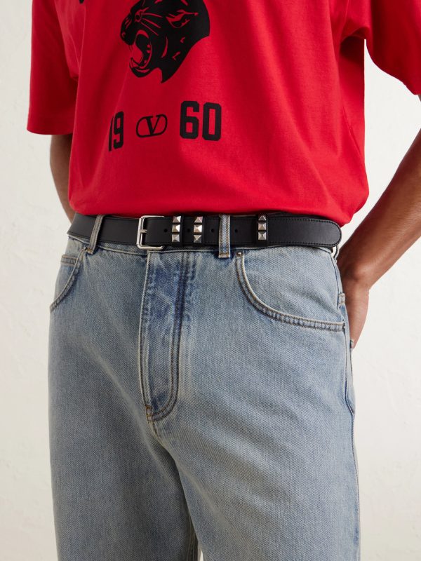 3cm Rockstud Leather Belt - FR
