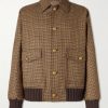 Padded Houndstooth Virgin Wool Bomber Jacket