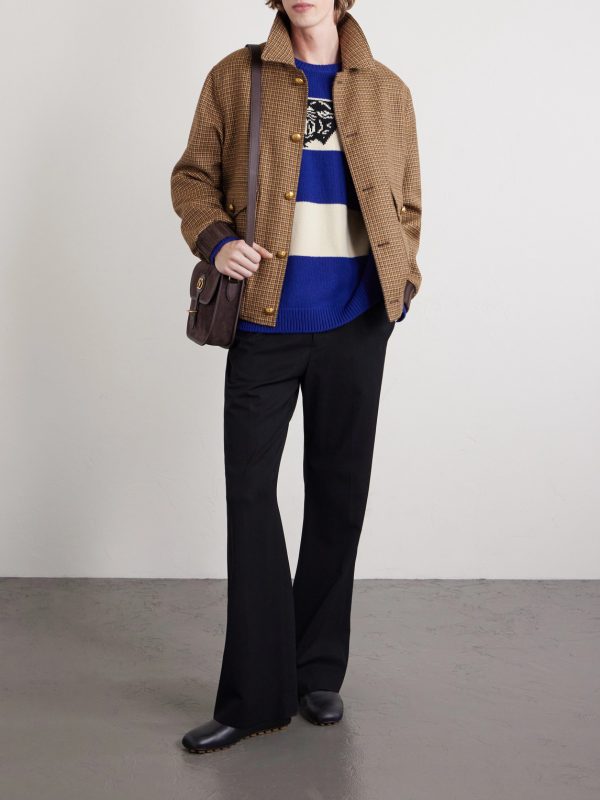 Padded Houndstooth Virgin Wool Bomber Jacket - OU