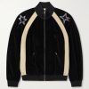 Beaded Crystal-Embellished Cotton-Blend Velour Track Jacket Beaded Crystal-Embellished Cotton-Blend Velour Track Jacket