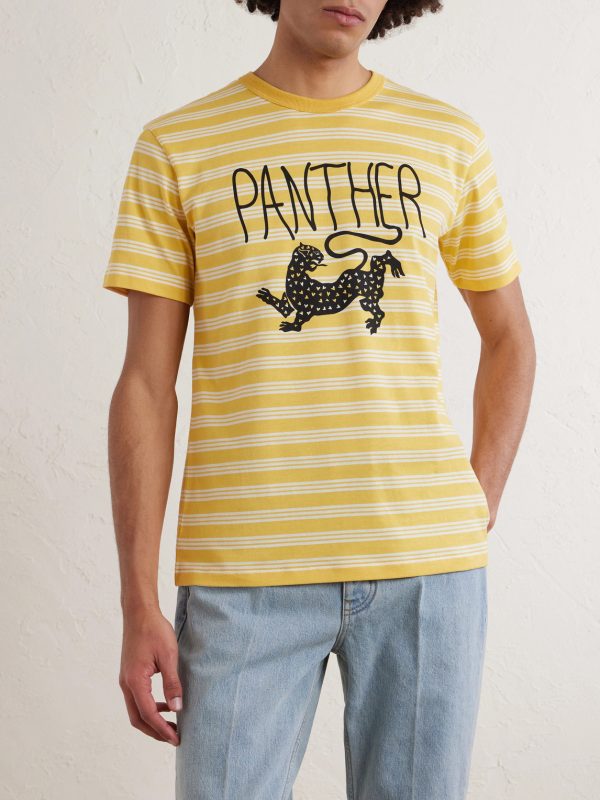 Striped Printed Cotton-Jersey T-Shirt - FR Striped Printed Cotton-Jersey T-Shirt - FR