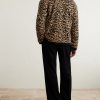 Leopard-Jacquard Knit Wool Cardigan - BK